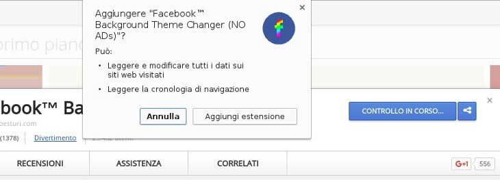 Personalizzare Facebook - Facebook Background Theme Changer estensione Chrome installazione