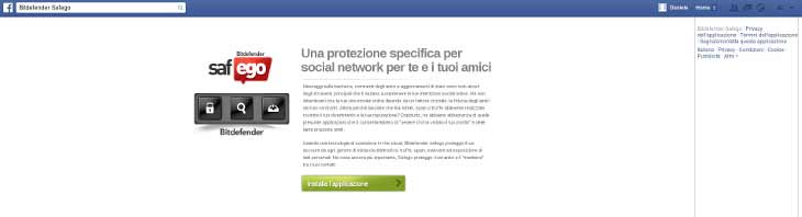 Installazione applicazione Safego per Facebook