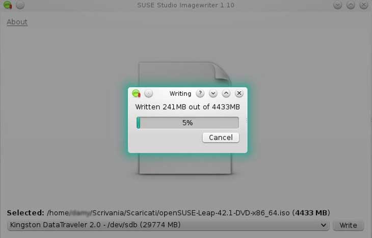 Creare un usb stick bootabile con immagine ISO di sistema usando imagewriter di openSUSE