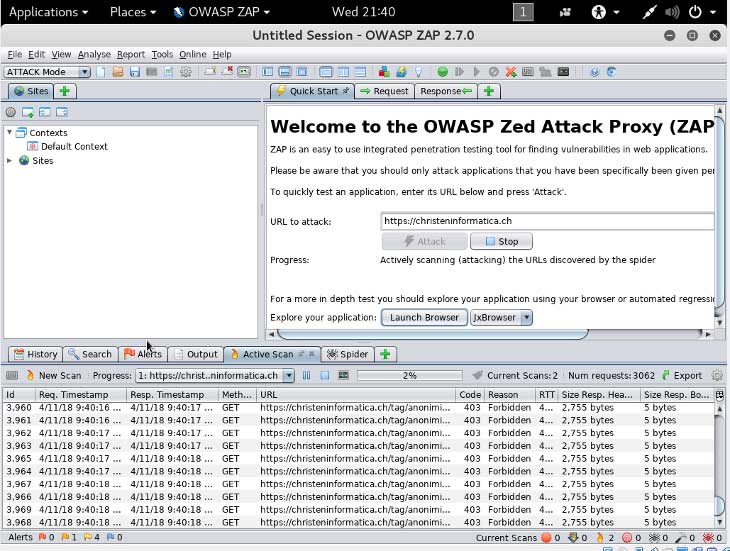 OWASP ZAP - Sicurezza WordPress Penetration testing