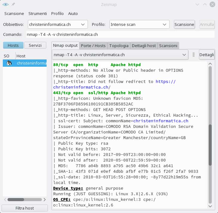 Zenmap, la versione con interfaccia grafica di Nmap