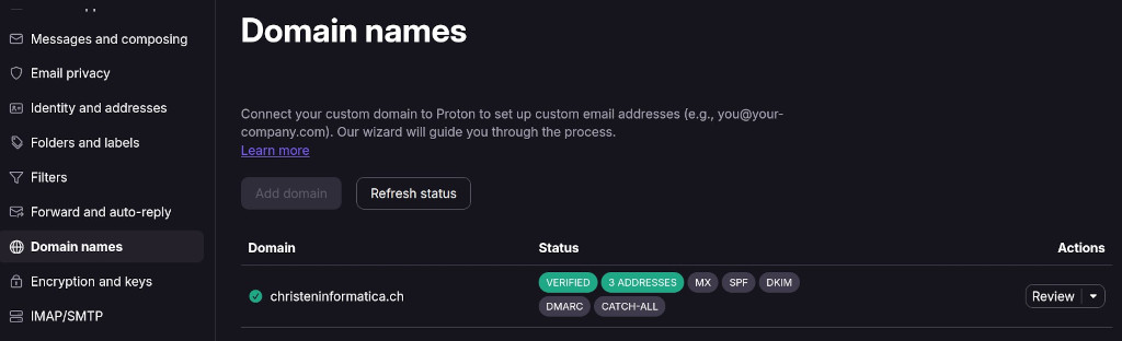 Add a Domain to Protonmail