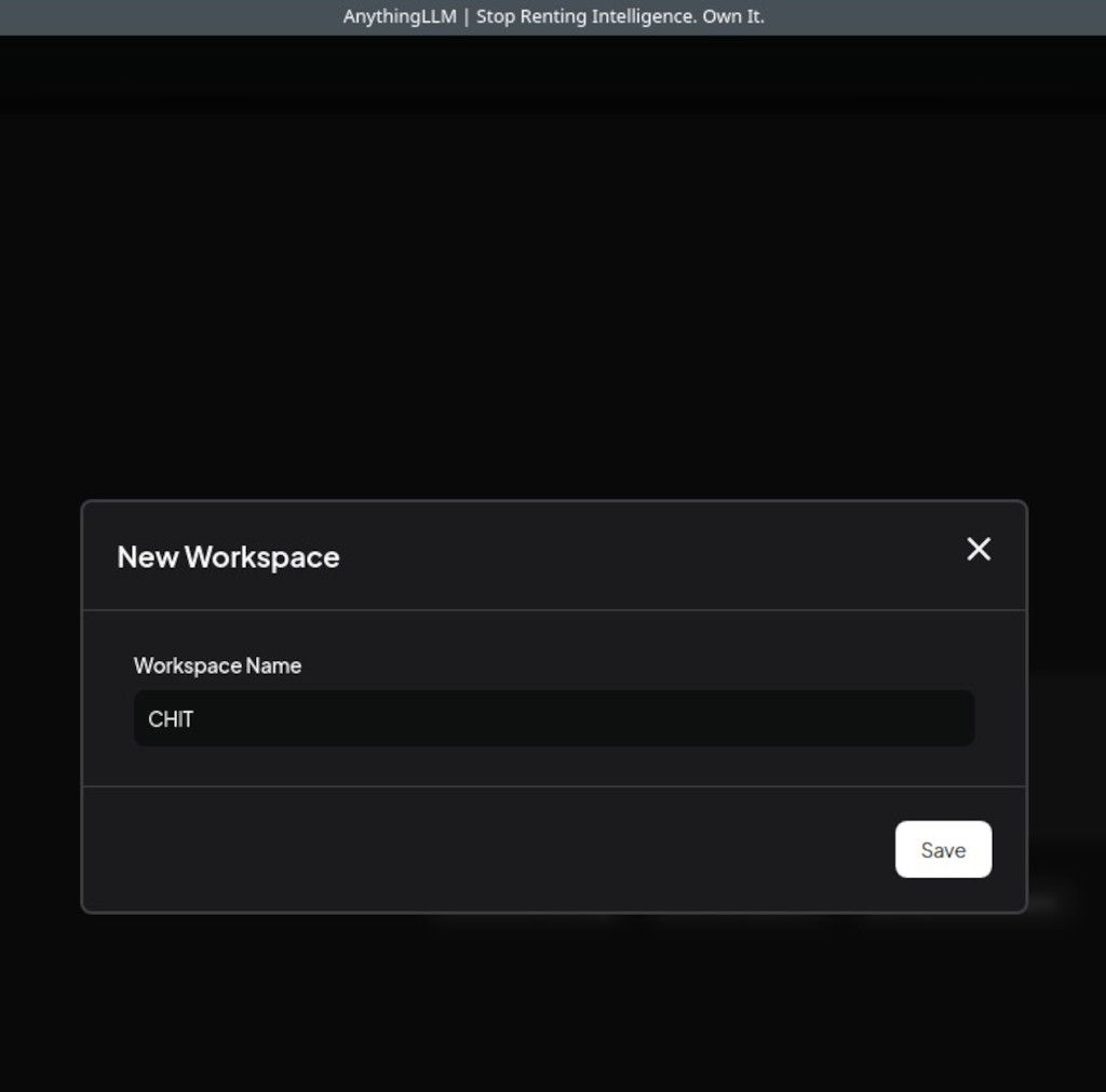 How to create new Workspace in AnythingLLM - Name