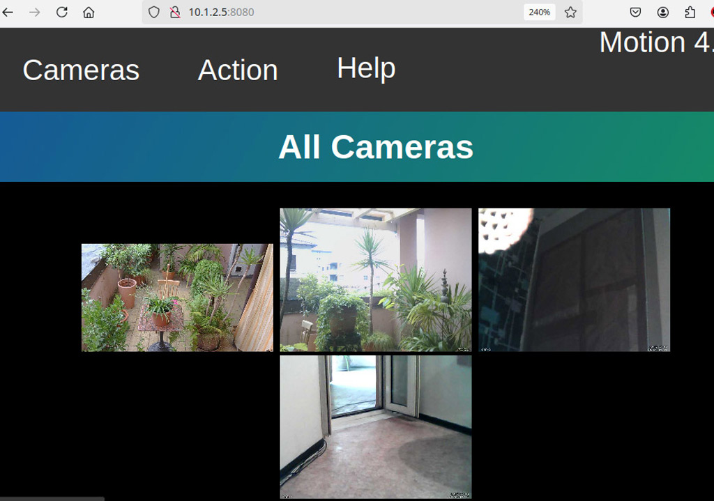 Motion Detection with audio and 4 Cameras