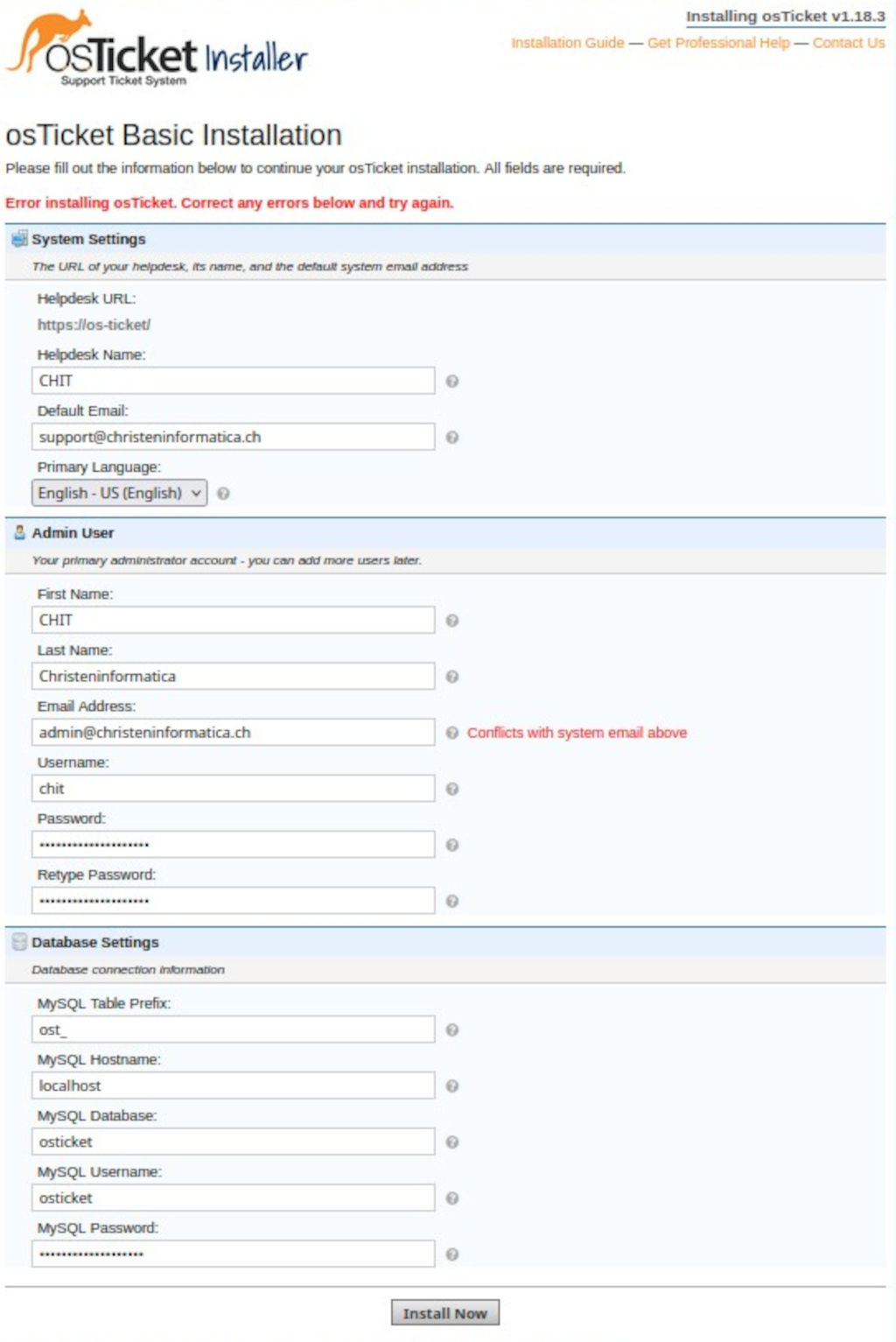 Os-Ticket System Basic Installation