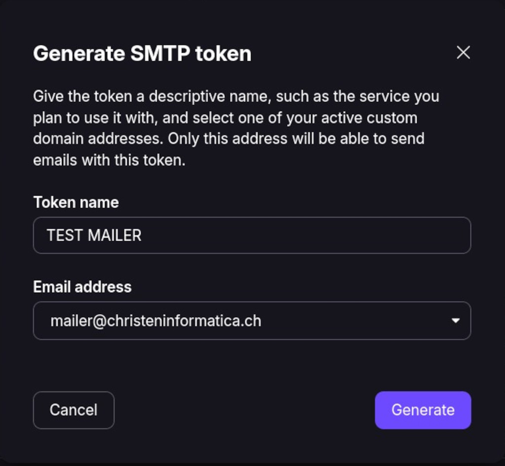 Proton SMTP - Generate Token