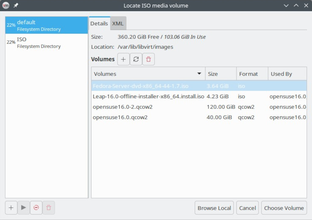 Create Virtual Machine using Virtual Manager - Choosing ISO image